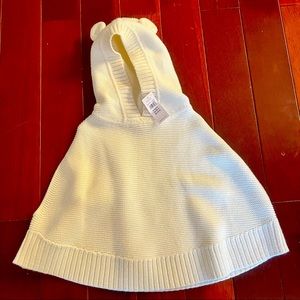Knitted white bear Poncho (GAP) 24 M- New with tag